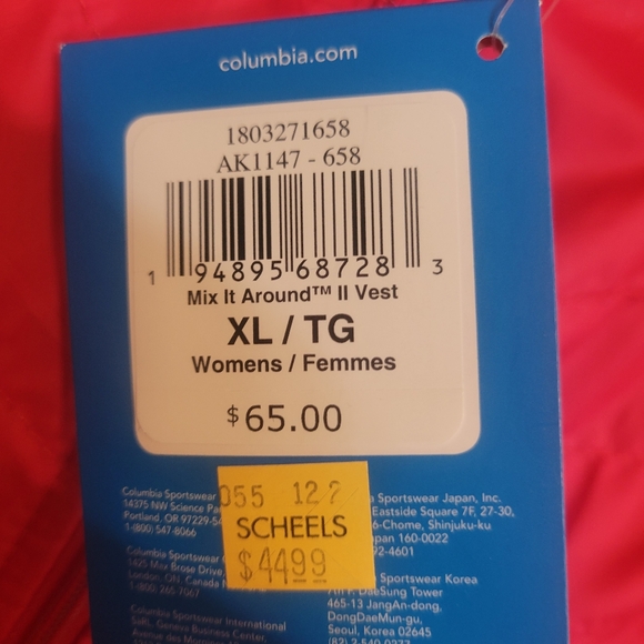 Columbia NWT Women's Vibrant Red Vest Size XL - Picture 3 of 9